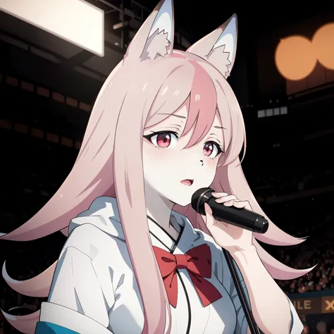 Nazuna Hiwatashi, a fox girl, idol, sings, <lora:NazunaHiwatashiBrandNewAnimal2:0.9>