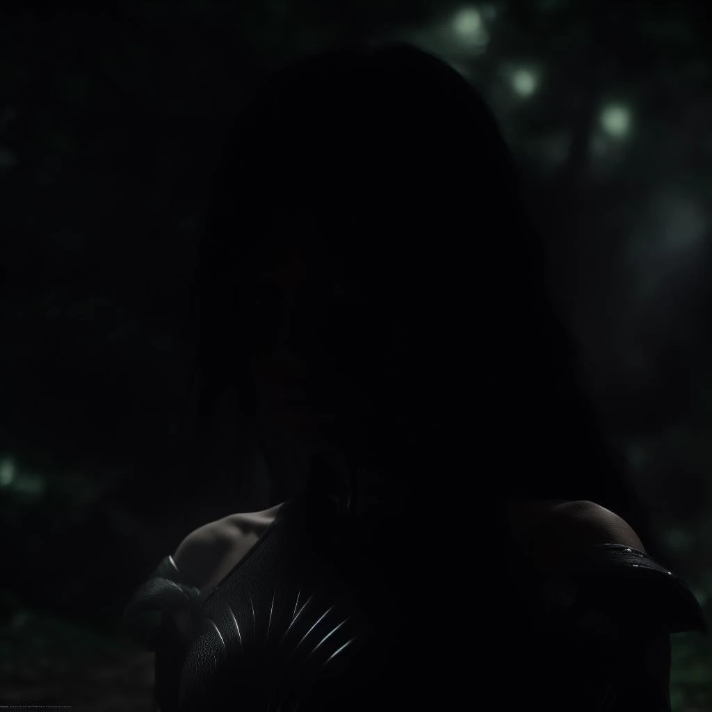Best_QualityPos, RAW photo, intricate details, best quality, 8k uhd, soft lighting, 1girl, solo, black hair, long hair, armor, bare shoulders, green eyes, forest <lora:Hela:0.7> <lora:LowRA:0.6> <lora:backlight_slider_v10:-3>