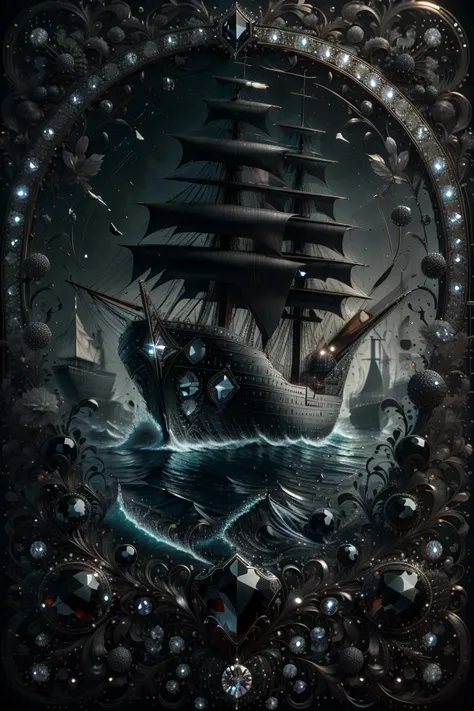 <lora:black-diamond-style-darquelilly-v3:1> blackdiamondstyle, ship
