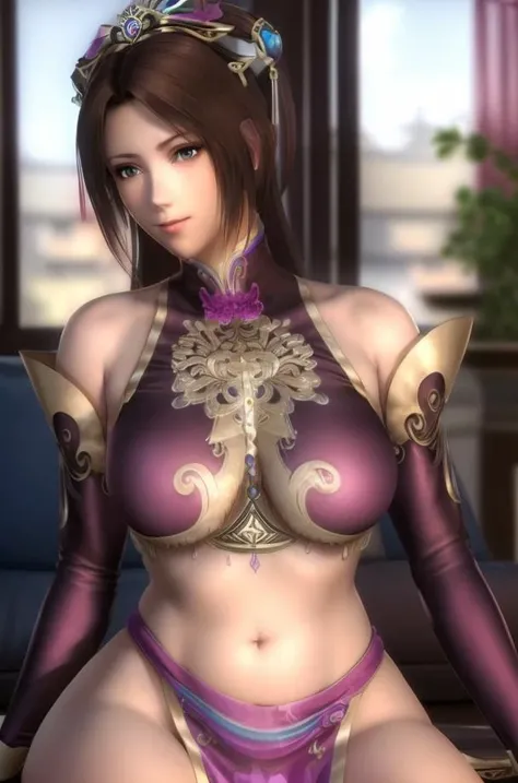 (Night:1.7), Cyberpunk_CityView, Before Window,
sitting at attention,sitting on couch,
purple outfit,bare_shoulders,chinese_clothes,detached_sleeves,pink dress,
<lora:Diao_Chan_DW6-KK77-V1:0.8>,jewelry,earrings,navel,<lora:Mai_Shiranui_DOA5LR-KK77-V1:0.2>,
brown_hair,brown_eyes,hair_ornament,hair_flower,multicolored_hair,
1 girl, 18yo,Young female,Beautiful Finger,Beautiful long legs,Beautiful body,Beautiful Nose,Beautiful character design, perfect eyes, perfect face,
looking at viewer, (innocent_big_eyes:1.0),(expressionless:1.3),
NSFW,official art,extremely detailed CG unity 8k wallpaper, perfect lighting,Colorful, Bright_Front_face_Lighting,
(masterpiece:1.0),(best_quality:1.0), ultra high res,4K,ultra-detailed,
photography, 8K, HDR, highres, absurdres:1.2, Kodak portra 400, film grain, blurry background, bokeh:1.2, lens flare, (vibrant_color:1.2)
(Beautiful,large_Breasts:1.4), (beautiful_face:1.5),(narrow_waist),