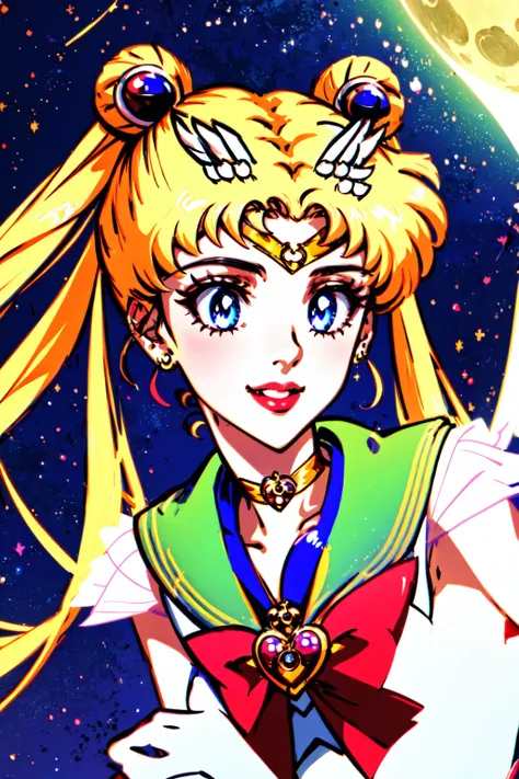masterpiece, best quality, (1girl), supersailormoon, detailed face, smile, nigh sky, moonlight, moon, sakura trees, white gloves, detailed eyes, detailed face, full body, galaxy background <lora:super_sailor_moon:1>