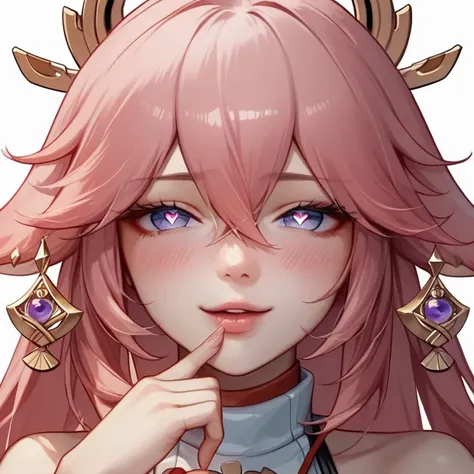 a close up of a person with pink hair and a crown on