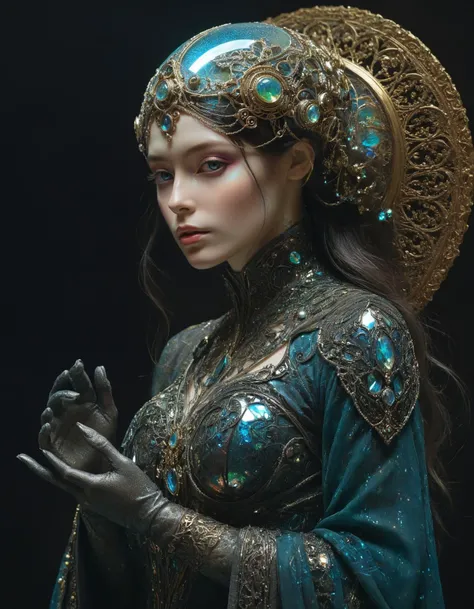 by Moebius and by  Ellen Jewett, (holographic shimmer , artstyle-psychedelic but extremely beautiful:1.4), (intricate details, masterpiece, best quality:1.4) ,
Gothic style, Dark, mysterious, haunting, dramatic, ornate, detailed, , looking at viewer, dynamic pose
<lora:add-detail-xl:1> <lora:xl_more_art-full_v1:0.5>  <lora:NicolaSamori:0.5> in the style of nicola samori <lora:looking_at_viewer:2>