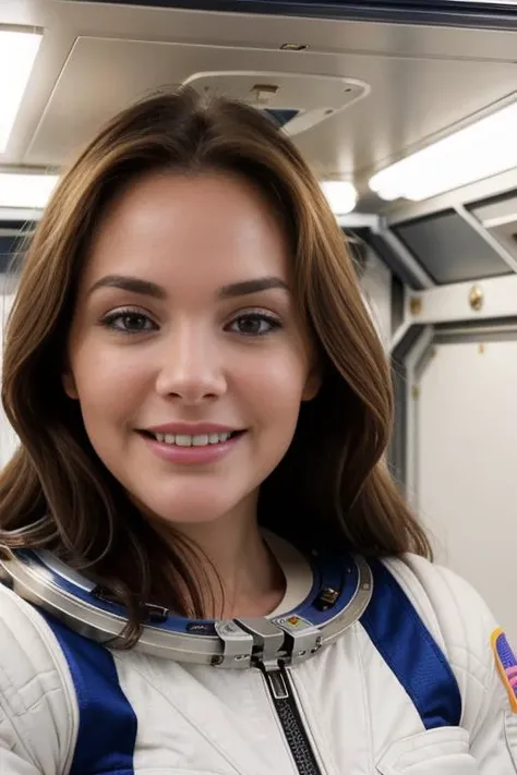 AthMa5TTXV1E,
a beautiful smiling woman posing for masterpiece photo in a space suit, (space station ambience:1.2),
(professional photo shooting), (high buget photo), (extremely detailed skin), (flawless skin), (model pose), (highly detailed facial features), (uplight),
(natural light), (high quality photography), (intricate details), (8k), (HDR), (sharp focus), (medium close up)