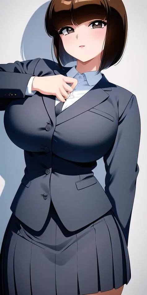 <lora:TendouNabikiV2:0.85> tendounabiki, huge_breasts, standing, solo, skirt_suit, masterpiece, best quality, detailed face, detailed eyes, highres,