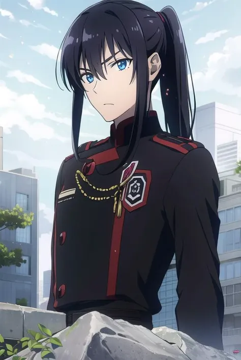 yuukanda, <lyco:yuukanda-LYCORIStest:1>,
yuu kanda, long hair, black hair, ponytail, blue eyes, mature male, 1boy,
BREAK gloves, uniform, military, military uniform,
BREAK looking at viewer,
BREAK outdoors, city,
BREAK <lora:GoodHands-vanilla:1>, (masterpiece:1.2), best quality, high resolution, unity 8k wallpaper, (illustration:0.8), (beautiful detailed eyes:1.6), extremely detailed face, perfect lighting, extremely detailed CG, (perfect hands, perfect anatomy),