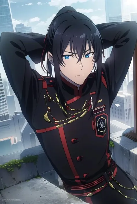 yuukanda, <lyco:yuukanda-LYCORIStest:1>,
yuu kanda, long hair, black hair, ponytail, blue eyes, mature male, 1boy,
BREAK gloves, uniform, military, military uniform,
BREAK looking at viewer,
BREAK outdoors, city,
BREAK <lora:GoodHands-vanilla:1>, (masterpiece:1.2), best quality, high resolution, unity 8k wallpaper, (illustration:0.8), (beautiful detailed eyes:1.6), extremely detailed face, perfect lighting, extremely detailed CG, (perfect hands, perfect anatomy),