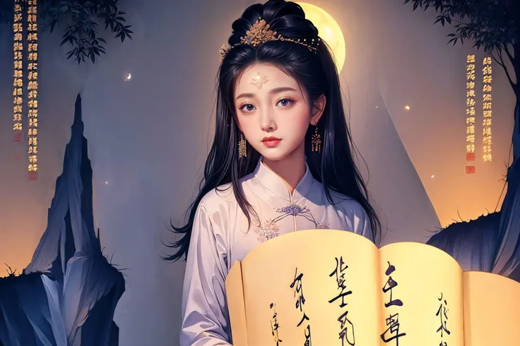 ((best quality)), ((masterpiece)),
(chinese text,wall of text),((1girl)),changting ,
, 
night,full moon,
BREAK ((best quality)), ((masterpiece)),
(chinese text,wall of text),((1girl)),changting ,
, 
sunset and night,flower,
BREAK ((best quality)), ((masterpiece)),
(chinese text,wall of text),((1girl)),changting ,
, 
<lora:bguanyinv5:0.589>,
<lora:add_detail:0.912>, <lora:yuzuv10:0.3>, 
((guanyin)),
lily pad ,