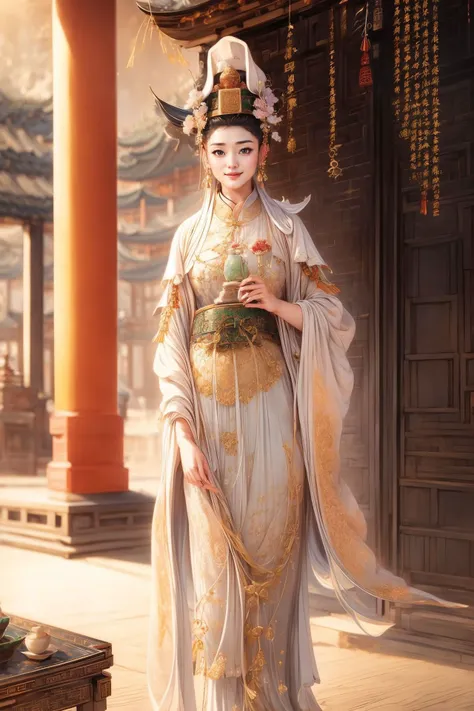 ((best quality)), ((masterpiece)), (detailed) 
((xinjin and guanyin,1girl,smirk)),
 chinese text,  text focus,wall of text,
, east asian architecture,
<lora:add_detail:1>,<lora:yuzuv10:0.7>, <lora:bguanyinv3:0.787>