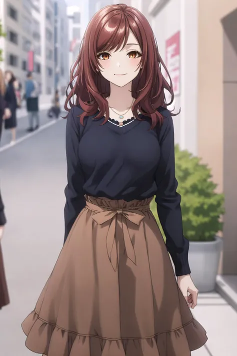 best quality, ((masterpiece)), highly detailed, park, dog,
1girl, <lora:chara_Isleve_MidouMiu_v1:0.8>, Midou Miu,
looking at the viewer, smile, closed mouth,
brown eyes, brown hair, long hair, shiny hair, necklace, black sweater, brown skirt, long skirt