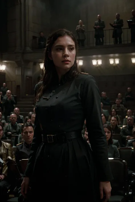 valkyrie style <lora:valkyrie_movie_offset:1>, a theatre hall with blue seats, actors playing a game in front of an audience, (masterpiece:1.2), (intricate details:1.2), cinematic lighting, realism, realistic, RAW photo, 4k, highres, extremely intricate, photorealistic, selective focus, best quality, photo, real, extremely detailed, amazing, fine detail, rich colors, hyperrealistic lifelike texture, dramatic lighting, unrealengine, trending on artstation, cinestill 800 tungsten, high quality, sharp focus,8k uhd, absurdres