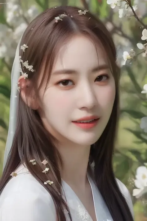<lora:lesserafimSakura:1>,Sakura,(close-up photo:1.5),(pov:1.1),korean, woman, complex 3d render ultra detailed, portrait of beautiful woman,, moody portrait, striking features, beauty, intricate details, dramatic composition, tension, contrast, texture, realism, high-quality rendering, stunning art, high quality, film grain, Fujifilm XT3,swirly bokeh,(realistic, photo-realistic:1.4),RAW photo,physically-based rendering,(looking at viewer:1.4),(8k, best quality, masterpiece:1.2),(full body shot:1.1),octane render,extremely detailed CG, unity 8k wallpaper,(studio soft light, rim light,in forest,sunlight:1.2),standing,(a girl is wearing wedding dress:1.5),hyper realistic detail shiny skin,ultra detailed,(ultra realistic:1.5),(intricate:1.2),(photorealistic:1.4),1girl,(skinny:1.3),(detailed cheery blossom in background:1.2)