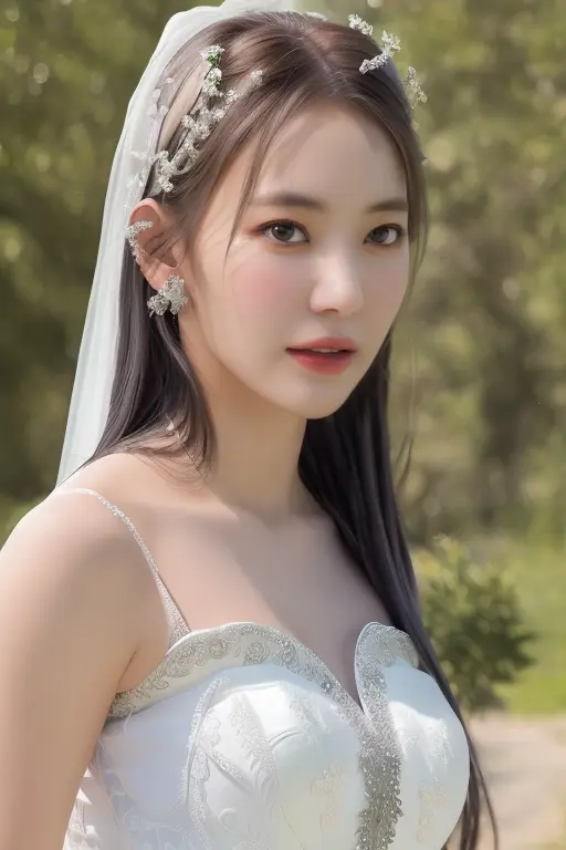 <lora:lesserafimSakura:1>,Sakura,(pov:1.5),(silver white hair:1.2),(looking at viewer:1.2),korean, woman, complex 3d render ultra detailed, portrait of beautiful women, smile,looking over spruce forest, moody portrait, striking features, beauty, intricate details, dramatic composition, tension, contrast, texture, realism, high-quality rendering, stunning art, high quality, film grain, Fujifilm XT3,swirly bokeh,(realistic, photo-realistic:1.4),RAW photo,physically-based rendering,perfect eyes,(8k, best quality, masterpiece:1.2),(full body shot:1.4),octane render,extremely detailed CG, unity 8k wallpaper,studio soft light, rim ligh,in forest,sunlight,standing,(a girl is wearing wedding dress:1.5),hyper realistic detail shiny skin,ultra detailed,(ultra realistic:1.5),(intricate:1.2),(photorealistic:1.4),1girl,(skinny:1.3),detailed background