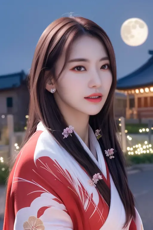 <lora:lesserafimSakura:1>,Sakura,korean, woman, complex 3d render ultra detailed, portrait of beautiful women, smile, moody portrait, striking features, beauty, intricate details, dramatic composition, tension, contrast, texture, realism, high-quality rendering, stunning art, high quality, film grain, Fujifilm XT3,swirly bokeh,(realistic, photo-realistic:1.4),RAW photo,physically-based rendering,(8k, best quality, masterpiece:1.2),(full body shot:1.2),octane render,extremely detailed CG unity 8k wallpaper,rim ligh,dark outdoor,streets,standing,(night,full moon:1.5),(long twist hair:1.2),(a girl is wearing kimono:1.5),hyper realistic detail shiny skin,ultra detailed,(ultra realistic:1.5),(looking at viewer:1.4),(intricate:1.2),(photorealistic:1.4),1girl,(skinny:1.3),detailed background