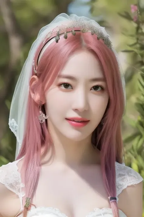 <lora:lesserafimSakura:1>,Sakura,(pov:1.5),(bright pink hair:1.2),straight long hair,korean, woman, complex 3d render ultra detailed, portrait of beautiful women, smile,looking over spruce forest, moody portrait, striking features, beauty, intricate details, dramatic composition, tension, contrast, texture, realism, high-quality rendering, stunning art, high quality, film grain, Fujifilm XT3,swirly bokeh,(realistic, photo-realistic:1.4),RAW photo,physically-based rendering,(looking at viewer:1.2),perfect eyes,(8k, best quality, masterpiece:1.2),(full body shot:1.4),octane render,extremely detailed CG, unity 8k wallpaper,studio soft light, rim ligh,in forest,sunlight,standing,(a girl is wearing wedding dress:1.5),hyper realistic detail shiny skin,ultra detailed,(ultra realistic:1.5),(intricate:1.2),(photorealistic:1.4),1girl,(skinny:1.3),detailed background