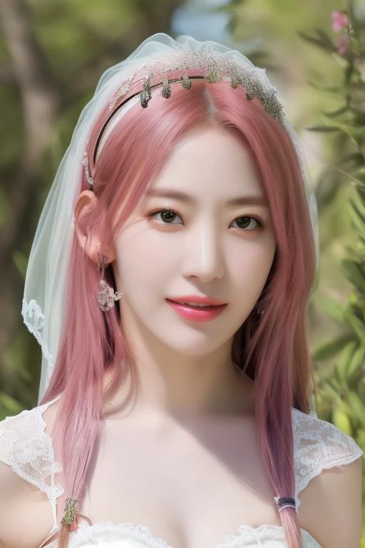 <lora:lesserafimSakura:1>,Sakura,(pov:1.5),(bright pink hair:1.2),straight long hair,korean, woman, complex 3d render ultra detailed, portrait of beautiful women, smile,looking over spruce forest, moody portrait, striking features, beauty, intricate details, dramatic composition, tension, contrast, texture, realism, high-quality rendering, stunning art, high quality, film grain, Fujifilm XT3,swirly bokeh,(realistic, photo-realistic:1.4),RAW photo,physically-based rendering,(looking at viewer:1.2),perfect eyes,(8k, best quality, masterpiece:1.2),(full body shot:1.4),octane render,extremely detailed CG, unity 8k wallpaper,studio soft light, rim ligh,in forest,sunlight,standing,(a girl is wearing wedding dress:1.5),hyper realistic detail shiny skin,ultra detailed,(ultra realistic:1.5),(intricate:1.2),(photorealistic:1.4),1girl,(skinny:1.3),detailed background
