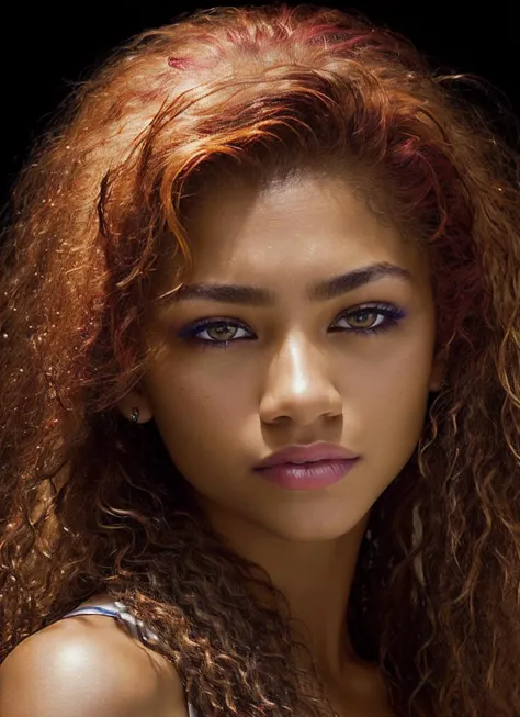 portrait of sks woman, epic (photo, studio lighting, hard light, sony a7, 50 mm, matte skin, pores, colors, hyperdetailed, hyperrealistic), <lora:locon_zendaya_v1_from_v1_64_32:1.25>