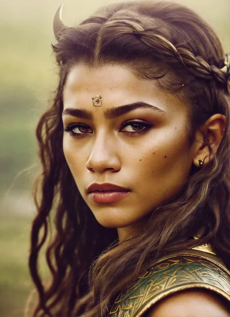 A stunning intricate full color portrait of (sks woman:1) as (viking warrior), (barbarian), epic character composition, by ilya kuvshinov, alessio albi, nina masic, sharp focus, natural lighting, subsurface scattering, f2, 35mm, film grain, <lora:locon_zendaya_v1_from_v1_64_32:1.25>