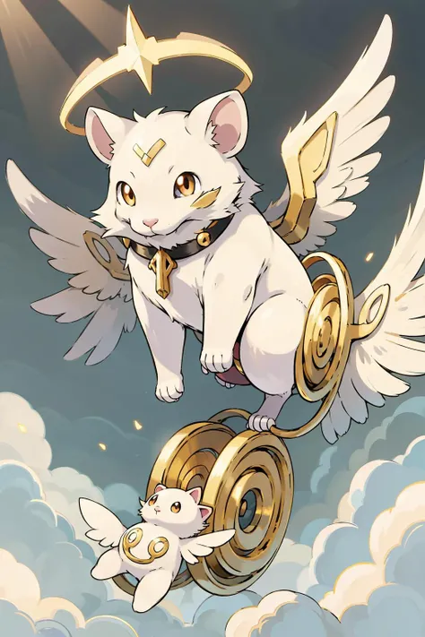 <lora:PokemonDna-20:1>,(pokemondna:0.8) , divine hamster, rodent, golden eyes, angle wings, golden rays, <lora:BlessedTech:0.6>, blessedtech
