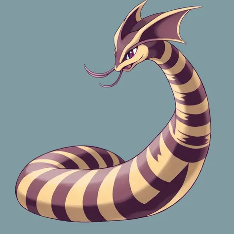 masterpiece, best quality, expressive eyes, absurdres, <lora:PokemonDna-20:1> (pokemondna:0.8), cobra, long neck, serpentine body, cyan rough scales, long whiskers, red stripes, long fins, neck frill,