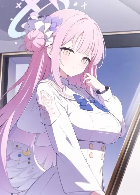 mikadef,school uniform,masterpiece,best quality,ultra-detailed, perfect lighting,reflection, ,, <lora:hennnachoco-v2:0.6>, <lyco:Misono Mika-Loha:1.0>