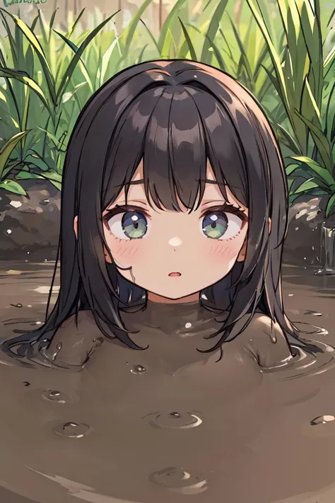 (masterpiece, best quality),1girl, beautiful face, <lora:partially_submerged:1> partially submerged, mud