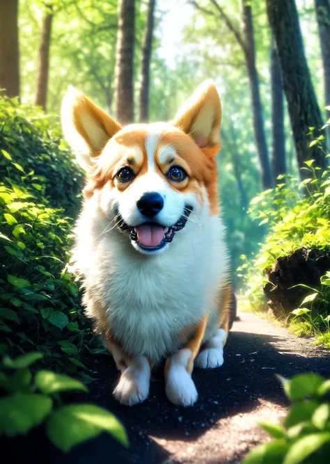 <lora_å¨ç©æ¨¡åä¸¨æ¯åº MG_CORGI_V1.0:0.6>,(puppy:1.2),(welsh corgi:1.2),(corgi:1.2),mangguo_keji,mangguo,(dogs:1.2),cute,kawai,chinese buildings,in spring,stream,Dreamy forest,sky,stratus,outdoors,temple,<lora:3_corgi_v1:0.4>,medium_shot,, masterpiece,best quality,highly detailed,Amazing,finely detail,extremely detailed CG unity 8k wallpaper,score:>=60,, Cinematic Lighting,rim light,available light,light leaks,depth_of_field,blurry,