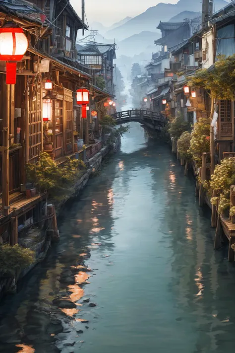 landscape,water town,commercial street,central waterway,small boats,wooden arch bridge,tourists standing,scenic background,traditional architecture,cobblestone path,lanterns,local shops,bustling atmosphere,reflections on water surface,serene river,clear sky,distant mountains,<lora:绪å¿-æ°´ä¹¡åºæ¯_V1:0.6>,<lora:1ç»èå¢å Add More Details - Detail Enhancer>,<lora:lora-GongbiPainting å·¥ç¬ç»é£:1>,, masterpiece,best quality,highly detailed,Amazing,finely detail,extremely detailed CG unity 8k wallpaper,score:>=60,, incredibly absurdres,wallpaper,realistic,real,photo,landscape,foreshortening,, beautiful detailed eyes,Fine hair texture,