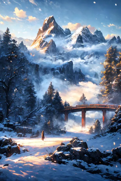 chinese style,1girl,no humans,scenery,fog,sky,outdoors,mountain,day,traditional media,landscape,cloud,blue sky,snow,blue theme,nature,rock,<lora:911ç»èå¢å Add More Details - Detail Enhancer:0.8>,, masterpiece,best quality,highly detailed,Amazing,finely detail,extremely detailed CG unity 8k wallpaper,score:>=60,, beautiful detailed eyes,Fine hair texture,, incredibly absurdres,wallpaper,realistic,real,photo,landscape,foreshortening,