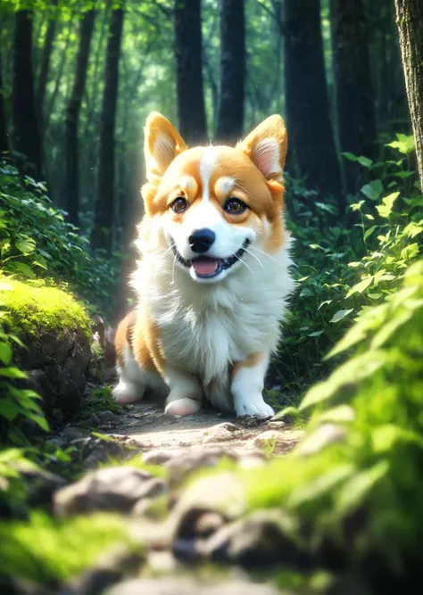 <lora_å¨ç©æ¨¡å丨æ¯åº MG_CORGI_V1.0:0.6>,(puppy:1.2),(welsh corgi:1.2),(corgi:1.2),mangguo_keji,mangguo,(dogs:1.2),cute,kawai,chinese buildings,in spring,stream,Dreamy forest,sky,stratus,outdoors,temple,<lora:3_corgi_v1:0.4>,medium_shot,, masterpiece,best quality,highly detailed,Amazing,finely detail,extremely detailed CG unity 8k wallpaper,score:>=60,, Cinematic Lighting,rim light,available light,light leaks,depth_of_field,blurry,