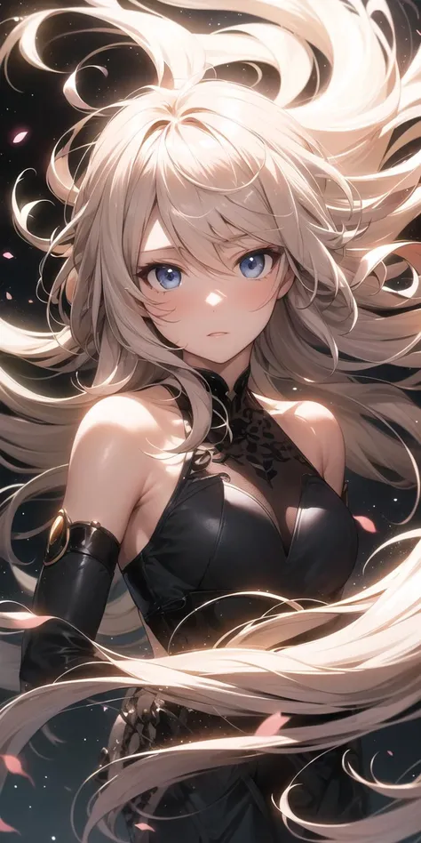 <lora:apstyle:0.5> apstyle
masterpiece best quality 1girl
long hair (messy hair floating :1.25) severe flow
night dark
black background black
upper body looking at viewer