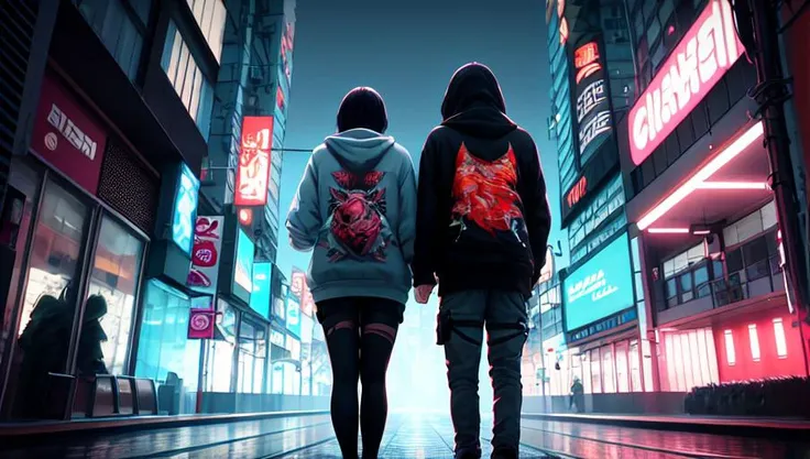 (high quality, best quality, hi res), (ultimate phtoreal cyi style Concept Art), (dynamic compose, charcter, hoodie):2.0, (dark atomosphere, cyberpunk city ):2.0 , (Ray traching, Lumen, highly detailed digital painting, 8 k, realistic, hyperdetailed photorealistic, volumetric, intricate detail),