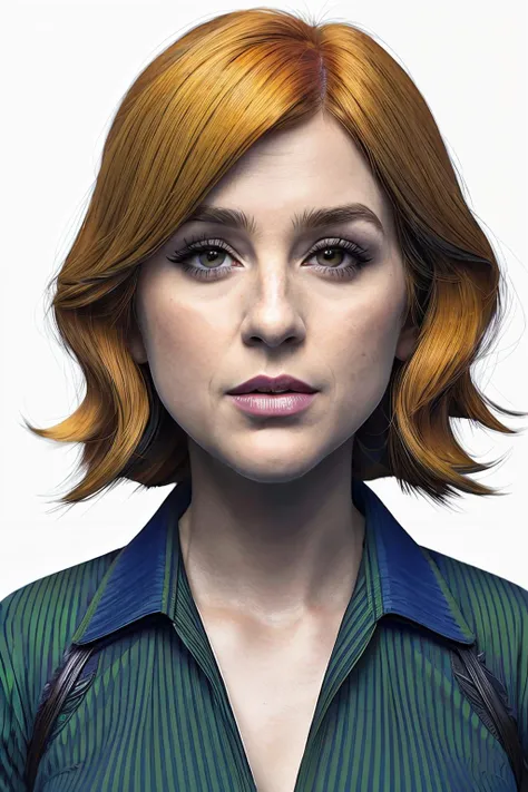 portrait photo of ayaC1,(blue and green striped shirt), (dirty blonde hair), alluring portrait, intricate, highly detailed, digital painting, artstation, concept art, naughty, sharp focus, cinematic lighting, illustration, art by artgerm and greg rutkowski, alphonse mucha, cgsociety