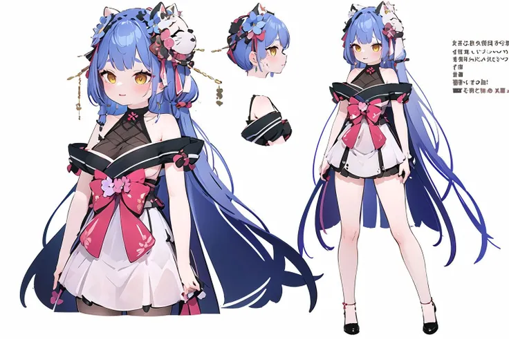 (best quality, high quality, masterpiece),(absurdres, highres),
1girl,azusa,fox mask,reference sheet, 
 <lora:Azusa_O_V21:0.82>