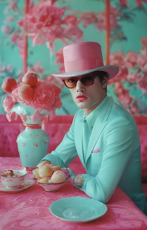 masterpiece,best quality,<lora:tbh154-sdxl:1>,illustration,style of Miles Aldridge, portrait of man