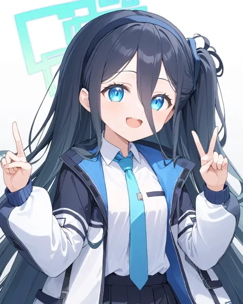 arisu \(blue archive\),1girl, solo, halo, open_mouth, black_hairband, blue_necktie, white_shirt, index_finger_raised, one_side_up, pleated_skirt, collared_shirt, smile, long_sleeves, open_jacket, school_uniform
<lora:arisu_(blue_archive)_image2965_2023-11-25:1>halo. gorgeous,key visual, vibrant, studio anime,award-winning, professional, highly detailed,high budget, cinemascope