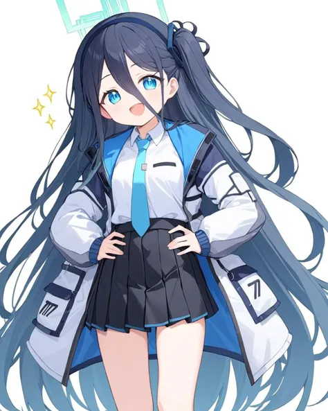 arisu \(blue archive\),1girl, solo, open_mouth, halo, white_background, blue_necktie, black_hairband, jacket, one_side_up, simple_background, pleated_skirt, weapon_on_back, white_shirt, hands_on_hips, sparkle, collared_shirt, black_skirt, smile, long_sleeves, cropped_legs, upper_teeth_only, cowboy_shot, open_clothes
<lora:arisu_(blue_archive)_image2965_2023-11-25:1>halo. gorgeous,key visual, vibrant, studio anime,award-winning, professional, highly detailed,high budget, cinemascope