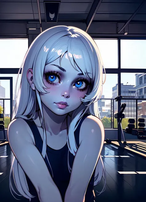 ((best quality)), ((highly detailed)), masterpiece, absurdres, extremely detailed face, beautiful face, (detailed eyes, deep eyes), (1girl), dynamic pose, upper body, schoolgirl, (indoors, at a gym), <lora:Ilya Kuvshinov [MockAi - v1.0]:.95>, ilyakuvshinov, painterly style, cinematic composition, expert shading, semi-realistic, limited color palette