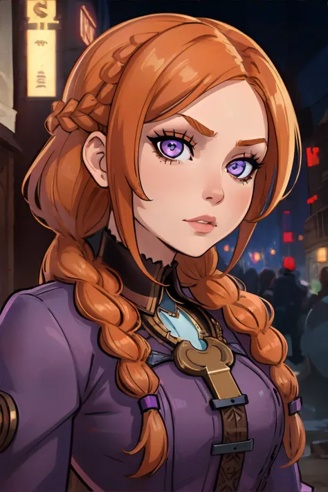 <lora:ilyakuvshinov:0.8>, 1girl, ginger dutch braid, chestnut eyes, wearing lilac v-neck top, steampunk city || <lora:ilyakuvshinov:0.2>, woman, masterpiece, 8k, high resolution, shallow depth of field, sharp focus
