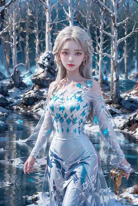 <(best quality, extremery best quality, masterpiece:1.4), (realistic, intricate details:1.4), (photorealistic:1.4), (extremely intricate:1.4), highres, ultra highres, ultra-detailed, absurdres, incredibly absurdres, extremely detailed, high quality, high resolution, hyperrealistic, ultra-realistic, hyper-detailed, top quality, best, fine detail, massive detail, Highly detailed, extreme detailed, highest detailed, high-res, absolutely resolution, reflection, (refraction:1.4), (hyperrealism:1.4)>, BREAK, 1girl, solo, looking at viewer, (young cute beautiful 18-year-old girl:1.4), 3d face, (hand of Guido Daniele:1.4), beautiful girl, Beautiful face, pretty, girlface, kpop idol,  supermodel, stunning innocent symmetry face, perfect body, medium breast, slim waist, slim legs, (high detailed skin:1.5), glowing eyes, goddess, natural skin texture, shiny skin, White skin, Beautiful detailed face, detailed face, real skin texture, cute delicate face, finely detailed face, golden ratio, golden ratio face, expressive eyes, perfect face, perfect skin, flawless face, clear face, shiny hair, pale skin, Proper body proportion, perfect anatomy, realistic skin texture, luscious lips, glossy lips, natural makeup, beautiful bright pupils, slender figure, intricate eyes, detailed pupils, detailed face and eyes, longeyelashes, blush, good hand, perfect hands, pretty face, beautiful female bodies, finely detailed skin, oily shiny skin, clean facial features, an extremely delicate and beautiful, cute & girly, beautiful detailed eyes, stars in the eyes, BREAK, (((((Night time, heavy snow, (snow_queen_elsa, blonde hair:1.4), (winter, snow-covered landscape, snowstorm, ice powers, snowy background, mountain background, cold, winter forest, snowflake, Snow, snowing, falling snow, forest, sky, river in background, cold ice, blizzard storm, frozen lake, big tall pine tree, mountain, snow peak, everfrost, landscape, glaciers, water reflection, ice reflection, frozen forest, spikes of ice, ice glaciers, ice cliffs, aurora borealis, stars, outdoors,  morning mist, ethereal, sunrise, scenery, nature, lost forest, mysterious background:1.4), (iridescent colors, Iridescence, blush, mysterious, fantasy background, fantasy, smile, open mouth:1.2), (light is shining, fog, wind:1.2), (Luminescent Particles:1.3), (fullbody:1.2), (eye focus, face focus, character focus, close-up face:1.2), (dutch angle, cowboy shot:1.3), colorful refraction)))), BREAK, <watercolor, available light, detailed light,  volumetric fog,  beautiful lighting,  Rembrandt lighting,  Cinematic, pixel art,  game art,  key visual,  surreal,   PBR Texturing,   Anisotropic Filtering, Maximum Clarity And Sharpness, Albedo And Specular Maps, Multi-Layered Textures, Surface Shading, Sub-Pixel Convolution,  Sub-Pixel Convolution,  Accurate Simulation Of Light-Material Interaction, blurry foreground, broad light, volumetric light effect, matte painting, perfectly defined features, volumetric lighting, Tone Mapping, Lumen Reflections, Global illumination, Ray Tracing, Screen Space Global Illumination, Accent Lighting, 32k, Natural Lighting, volumetric, cinematic masterpiece, Rule of thirds, high dynamic range, Multi-exposure HDR capture, cinematic render, game cg cinematic, atmospheric perspective, movie scene, epic dynamic frame, motion blur, ((cinematic look, Film look)), rim light, 4k textures, adobe lightroom, photolab, insane details, hyperdetailed, exposure blend, professional color grading, professional color correction, aerial perspective, particles and dust in beams of light, cinematic scene, dynamic lighting, sharp details, lomography, soft focus, light leaks, bold hues, atmospheric depth, (explosive light and shadow:1.2), aesthetics, intricate designs, ultra realistic digital art, (zentangle, mandala, tangle, entangle), (fractal art), elegant, vivid colours, floating particles, particles, dramatic, epic, (ink drawing, oil painting detailed), (dramatic lighting:1.2), RAW, huge filesize, extremery detailed CG, Photo, 8k uhd, cinematic atmosphere, trending on artstation, award-winning glamour photograph, highly detailed photo, official art, beautiful and aesthetic, unity 8k wallpaper, beautiful, highly detailed CG illustration, best illustration, intricate, Amazing, emotional, analog, painting, digital painting, concept art, Oil Painting, illustration, Classical art, Renaissance, Romanticism, Neoclassicism, Color Palette, depth and contrast, Vibrant colors, saturated, rich saturation, color harmony, vivid palette, concept-art, design style, detail character, concept render, colorful, analog photography, dreamy atmosphere, specular highlights, atmospheric lighting, (dynamic angle, dynamic pose :1.3), (shiny, clothes reflecting light, lens flare, bloom effect, light particle, lens glare:1.3), realistic lighting, cinematic light, (cinematic lighting), light in the face, soft lighting, saturated colors, detailed background, sharp focus, 8k high definition, perspective, Master Composition, roughness, post-processing, soft shadows, realistic shadows, ambient occlusion, ray-tracing, subsurface scattering, photon mapping, physically-based rendering, octane rendering, unreal engine 5, ue5 rendering, Adobe After FX, dslr, RTX, Best character details, radiosity, sharp, antialiased, RAW photo, HDR, 8k, 4k, (((Photographed by Roger Deakins, using a RED Monstro 8K VV camera and a series of high-end lenses))), ((Hasselblad photography)), (film grain:1.4), Kodak portra 400, ((Fujifilm X-T5)), professional photograph, depth of field, caustics, Broad lighting, diffuse lighting, rim lighting, two tone lighting, textile details, visible pores, high resolution scan, professionally color graded, photographic reality, automatic white balance, best lighting, detailed shadow, high contrast, strong light and shadow>, (PureErosFace_V1:0.4), (ulzzang-6500:0.6), <lora:epiNoiseoffset_v3:0.1>, <lora:FilmVelvia2:0.05>, <lora:add_detail:0.15>,  <lora:snow_queen_elsa:0.7>