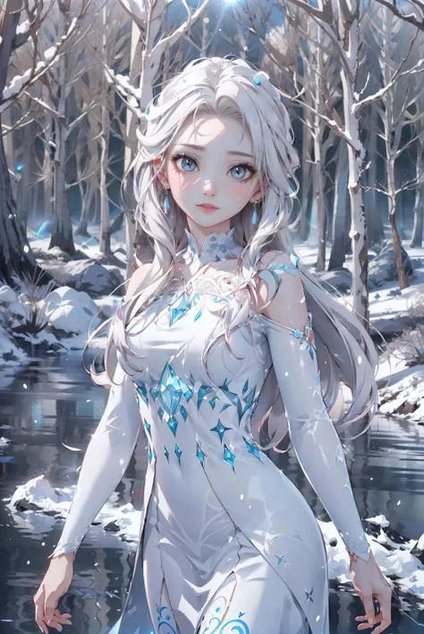 <(best quality, extremery best quality, masterpiece:1.4), (realistic, intricate details:1.4), (photorealistic:1.4), (extremely intricate:1.4), highres, ultra highres, ultra-detailed, absurdres, incredibly absurdres, extremely detailed, high quality, high resolution, hyperrealistic, ultra-realistic, hyper-detailed, top quality, best, fine detail, massive detail, Highly detailed, extreme detailed, highest detailed, high-res, absolutely resolution, reflection, (refraction:1.4), (hyperrealism:1.4)>, BREAK, 1girl, solo, looking at viewer, (young cute beautiful 18-year-old girl:1.4), 3d face, beautiful girl, Beautiful face, pretty, girlface, kpop idol, supermodel, stunning innocent symmetry face, perfect body, medium breast, slim waist, slim legs, (high detailed skin:1.4), glowing eyes, goddess, natural skin texture, shiny skin, White skin, Beautiful detailed face, detailed face, real skin texture, cute delicate face, finely detailed face, golden ratio, golden ratio face, expressive eyes, perfect face, perfect skin, flawless face, clear face, shiny hair, pale skin, Proper body proportion, perfect anatomy, realistic skin texture, luscious lips, glossy lips, natural makeup, beautiful bright pupils, slender figure, intricate eyes, detailed pupils, detailed face and eyes, longeyelashes, blush, good hand, perfect hands, pretty face, beautiful female bodies, finely detailed skin, oily shiny skin, BREAK, (((((Night time, heavy snow, (snow_queen_elsa, blonde hair:1.5), (winter, snow-covered landscape, snowstorm, ice powers, snowy background, mountain background, cold, winter forest, snowflake, Snow, snowing, falling snow, forest, sky, river in background, cold ice, blizzard storm, frozen lake, big tall pine tree, mountain, snow peak, everfrost, landscape, glaciers, water reflection, ice reflection, frozen forest, spikes of ice, ice glaciers, ice cliffs, aurora borealis, stars, outdoors, morning mist, ethereal, sunrise, scenery, nature, lost forest, mysterious background:1.4), (iridescent colors, blush, mysterious, fantasy background, fantasy, smile, open mouth:1.2), (light is shining, fog, wind:1.2), (Luminescent Particles:1.3), (fullbody:1.2), (eye focus, face focus, character focus, close-up face:1.2), (dutch angle, cowboy shot:1.3), (hand of Guido Daniele:1.4), colorful refraction)))), BREAK, <watercolor, available light, detailed light, volumetric fog, beautiful lighting, Rembrandt lighting, Cinematic, pixel art, game art, key visual, surreal, PBR Texturing, Anisotropic Filtering, Maximum Clarity And Sharpness, Albedo And Specular Maps, Multi-Layered Textures, Surface Shading, Sub-Pixel Convolution, Sub-Pixel Convolution, Accurate Simulation Of Light-Material Interaction, blurry foreground, broad light, volumetric light effect, matte painting, perfectly defined features, volumetric lighting, Tone Mapping, Lumen Reflections, Global illumination, Ray Tracing, Screen Space Global Illumination, Accent Lighting, 32k, Natural Lighting, volumetric, cinematic masterpiece, Rule of thirds, high dynamic range, Multi-exposure HDR capture, cinematic render, game cg cinematic, atmospheric perspective, movie scene, epic dynamic frame, motion blur, ((cinematic look, Film look)), rim light, 4k textures, adobe lightroom, photolab, insane details, hyperdetailed, exposure blend, professional color grading, professional color correction, aerial perspective, particles and dust in beams of light, cinematic scene, dynamic lighting, sharp details, lomography, soft focus, light leaks, bold hues, atmospheric depth, (explosive light and shadow:1.2), aesthetics, intricate designs, ultra realistic digital art, (zentangle, mandala, tangle, entangle), (fractal art), elegant, vivid colours, floating particles, particles, dramatic, epic, (ink drawing, oil painting detailed), (dramatic lighting:1.2), RAW, huge filesize, extremery detailed CG, Photo, 8k uhd, cinematic atmosphere, trending on artstation, award-winning glamour photograph, highly detailed photo, official art, beautiful and aesthetic, unity 8k wallpaper, beautiful, highly detailed CG illustration, best illustration, intricate, Amazing, emotional, analog, painting, digital painting, concept art, Oil Painting, illustration, Classical art, Renaissance, Romanticism, Neoclassicism, Color Palette, depth and contrast, Vibrant colors, saturated, rich saturation, color harmony, vivid palette, concept-art, design style, detail character, concept render, colorful, analog photography, dreamy atmosphere, specular highlights, atmospheric lighting, (dynamic angle, dynamic pose :1.3), (shiny, clothes reflecting light, lens flare, bloom effect, light particle, lens glare:1.3), realistic lighting, cinematic light, (cinematic lighting), light in the face, soft lighting, saturated colors, detailed background, sharp focus, 8k high definition, perspective, Master Composition, roughness, post-processing, soft shadows, realistic shadows, ambient occlusion, ray-tracing, subsurface scattering, photon mapping, physically-based rendering, octane rendering, unreal engine 5, ue5 rendering, Adobe After FX, dslr, RTX, Best character details, radiosity, sharp, antialiased, RAW photo, HDR, 8k, 4k, (((Photographed by Roger Deakins, using a RED Monstro 8K VV camera and a series of high-end lenses))), ((Hasselblad photography)), (film grain:1.4), Kodak portra 400, ((Fujifilm X-T5)), professional photograph, depth of field, caustics, Broad lighting, diffuse lighting, rim lighting, two tone lighting, textile details, visible pores, high resolution scan, professionally color graded, photographic reality, automatic white balance, best lighting, detailed shadow, high contrast, strong light and shadow>, (PureErosFace_V1:0.4), (ulzzang-6500:0.6), <lora:epiNoiseoffset_v3:0.05>, <lora:FilmVelvia2:0.05>, <lora:add_detail:0.2>, <lora:snow_queen_elsa:0.7>