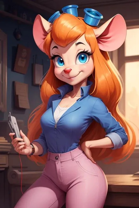 <lora:gadget_hackwrench_v10:0.75>, gadget_hackwrench, gh_clothes, gh_goggles, cowboy shot, smile, (high quality:1.2), masterpiece, detailed, highres, 4k, sharp focus, simple style, cartoon, [[anime]]