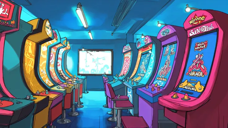miami_vice_arcade_retreat,soft lighting,daytime,