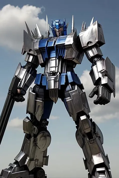 Optimus prime with silver armor
