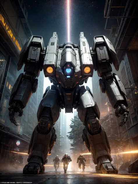 (dark shot:1.4), 80mm, (8k:1.2),mechwarrior,battletech,battletech style,ultra HD textures,highly detailed,hyper realistic,soldiers and mech fight,planetary annihilation titans,pacific rim jaeger,mech concept art,pacific-rim-mech in background,hawken,battlemech,epic concept art,in full height,(full body, (dynamic pose):1.2),(sharp:1.4),sharp focus,eye contact,(fantasy still detailed eyes:1.2),old,rusty,golden ratio,ray tracing,<lora:add_detail:1.6>,<lora:add_sharpness:1.6>,<lora:robot:0.2>,<lora:RoboXLv2:0.2>,<lora:HardSurface_beta:0.6>,, 8k, hdr, ultra detailed, ultra quality, realistic, sci-fi, full shot, global illumination, sun light, dynamic lighting, refraction, sharp focus, RAW, (intricate details:1.12), hdr, (intricate details, hyperdetailed:1.15), 35mm, Photorealism, realistic, detailed, textured, skin, hair, eyes, by Alex Huguet, Mike Hill, Ian Spriggs, JaeCheol Park, Marek Denko, futuristic technology , robots , spaceships , by Vitaly Bulgarov , Maciej Kuciara , Jama Jurabaev , Sparth , Karla Ortiz, soft light, sharp, exposure blend, medium shot, bokeh, (hdr:1.4), high contrast, (cinematic, teal and orange:0.85), (muted colors, dim colors, soothing tones:1.3), low saturation, (hyperdetailed:1.2), (noir:0.4)