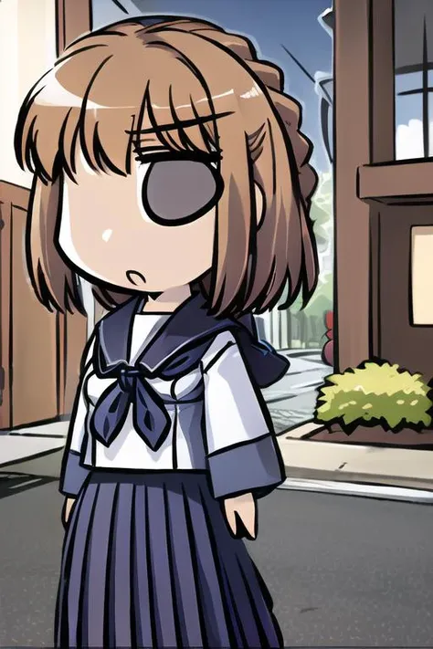 8K,masterpiece,photo realistic, super detailed skin ,professional lighting, <lora:gudaguda:1> gudaguda, chibi, o_o, <lora:loveplus_anegasaki:1> anegasaki nene,school uniform, serafuku, pleated skirt