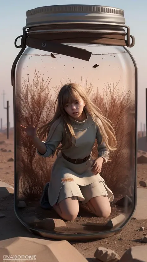 (masterpiece, best quality, realistic), unity wallpaper, intricate details, official art, artstation, natural lighting, desert, desolate, environmental deterioration, concrete remains, outdoor, air pollution
BREAK
1girl, crying, trying to escape, kneeling, (woods, tree, green leaves, overhanging branches, overgrown), abandoned, <lyco:bottle_locon_v2m:0.8>, gib\(concept\), jar, bottle