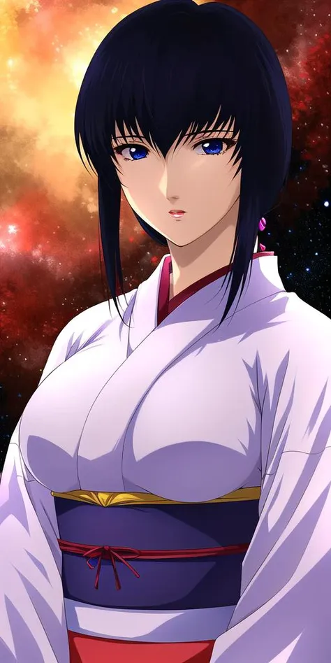 <lora:YukishiroTomoeV3:0.7> yukishiro_tomoe, huge_breasts, kimono, starry_sky, masterpiece, best_quality, detailed_face, detailed_eyes, highres, beautiful, detailed,