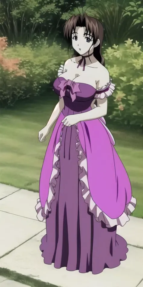 masterpiece, best_quality, highres, <lora:LHMutsumiOtohime:0.7> LHMutsumiOtohime, solo, standing, large_breasts, PurplePartyDress