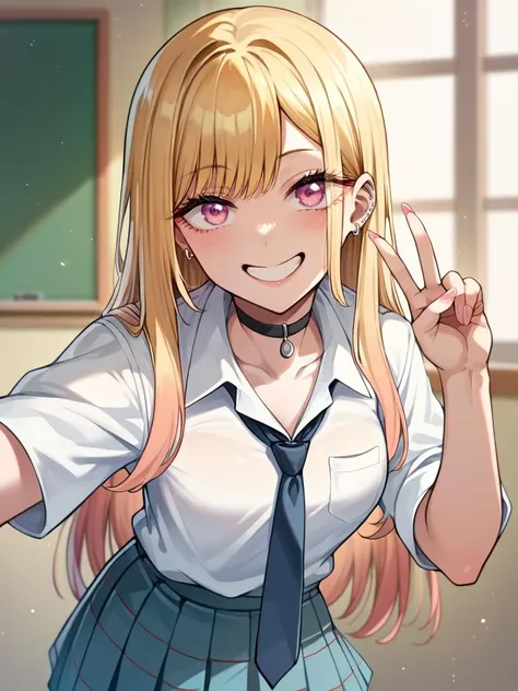 score_9, score_8_up, score_7_up, score_6_up, score_5_up, score_4_up, source_anime, BREAK
1girl, nirampnxl, kitagawa marin, blonde hair, pink eyes, school uniform, skirt, long hair, necktie, school uniform, piercing, choker, shirt, white shirt,
smile, v, looking at viewer, <lora:kitagawa_marin_pony:0.9>
